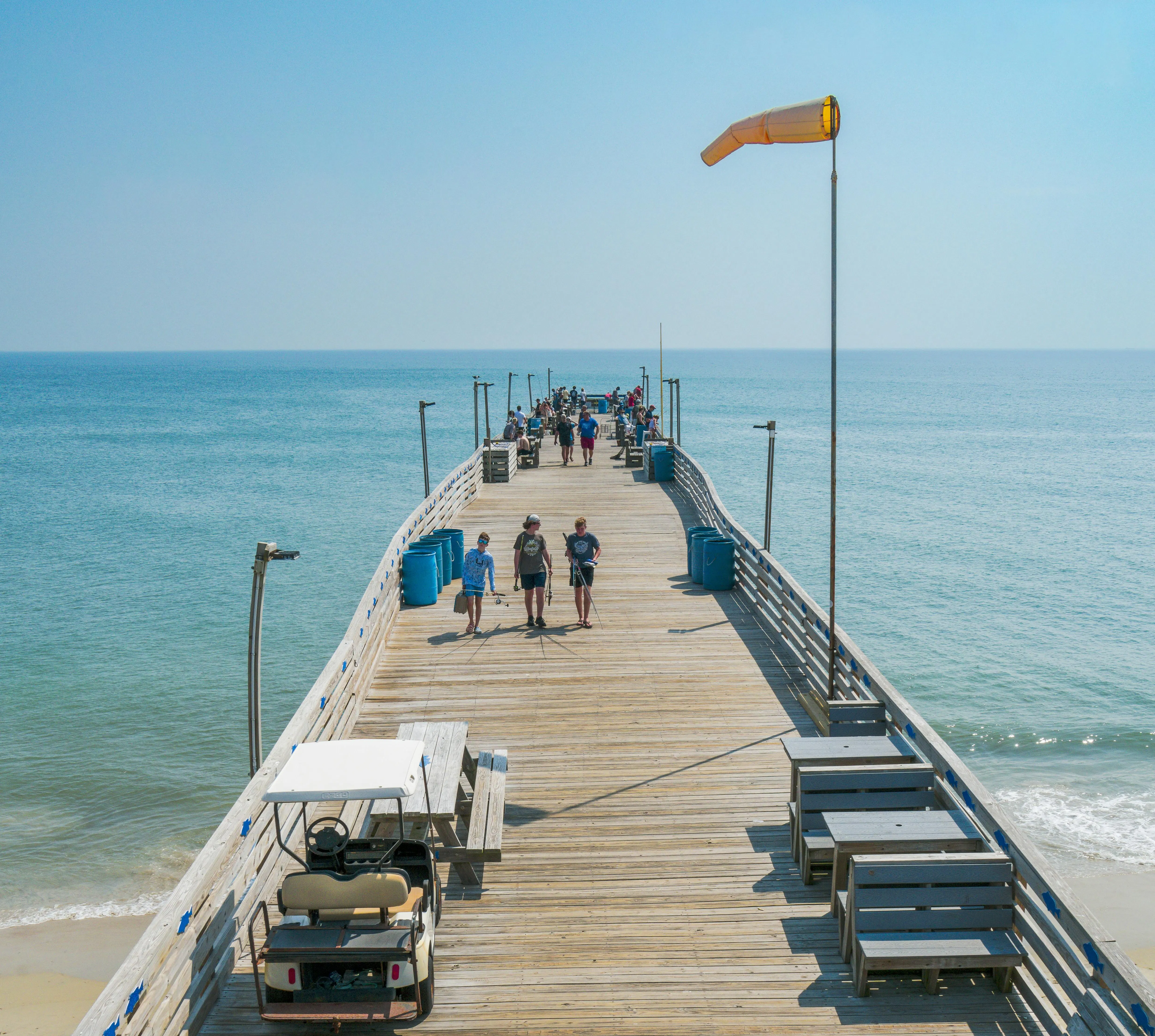 OBX pier with people on it.