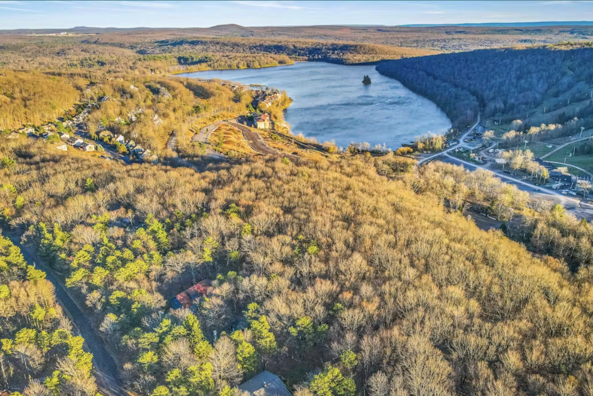 gold and yellow leaves blanket the landscape of the poconos mountains