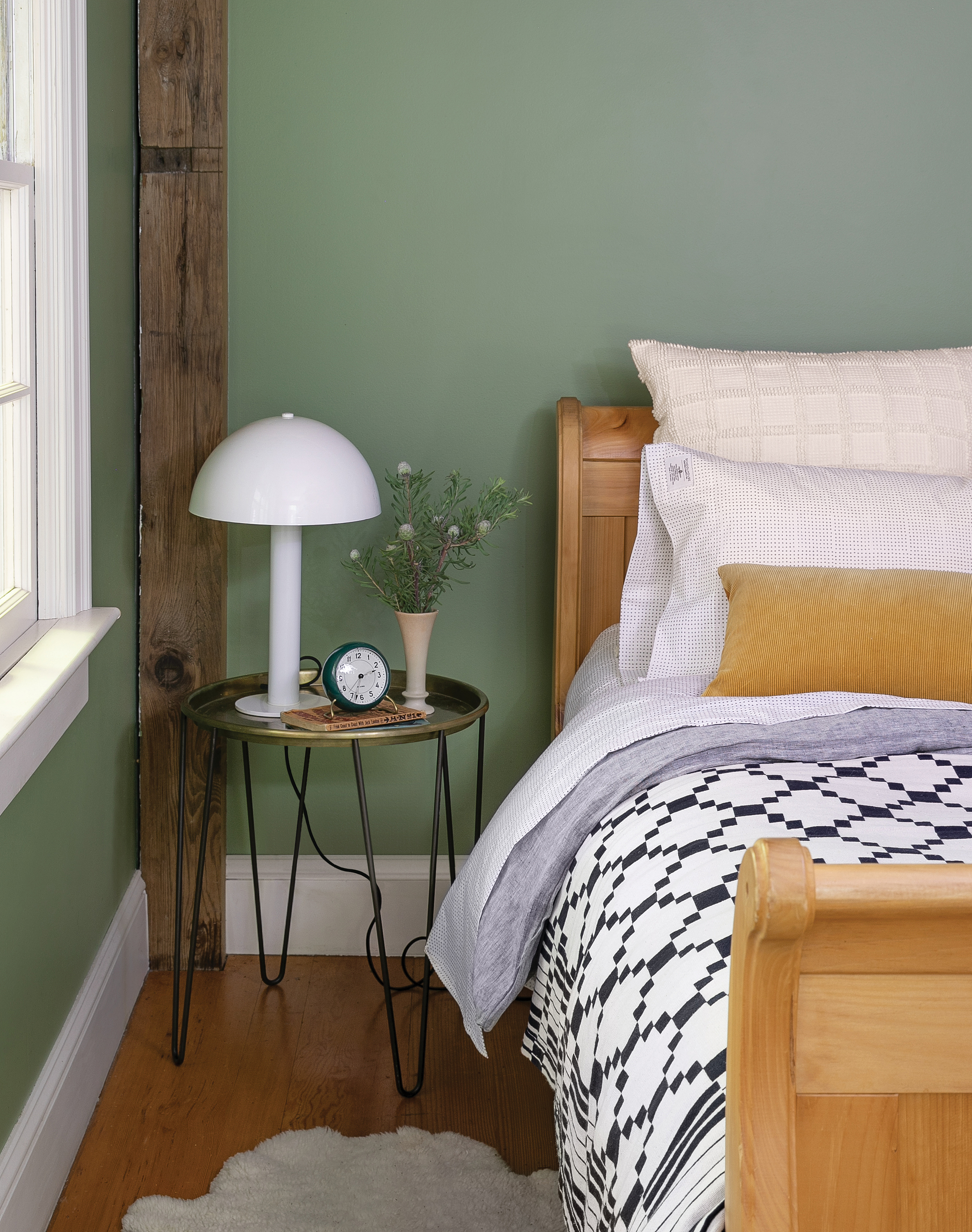 Swedish Stuga vacation rental bedroom nightstand