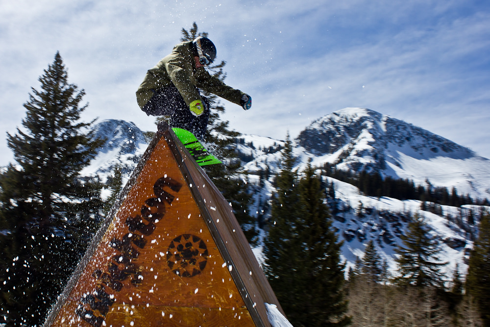 a snowboarder in the terrain park at Epic Brighton