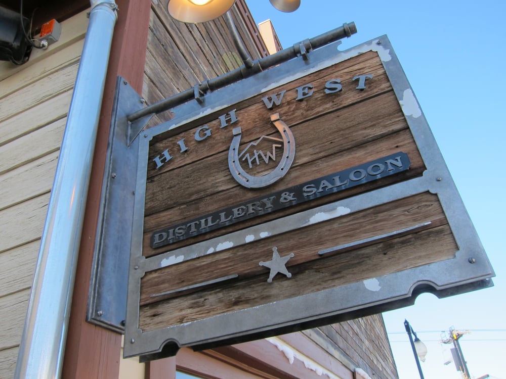 the wood sign out front the High West Distillery & Saloon